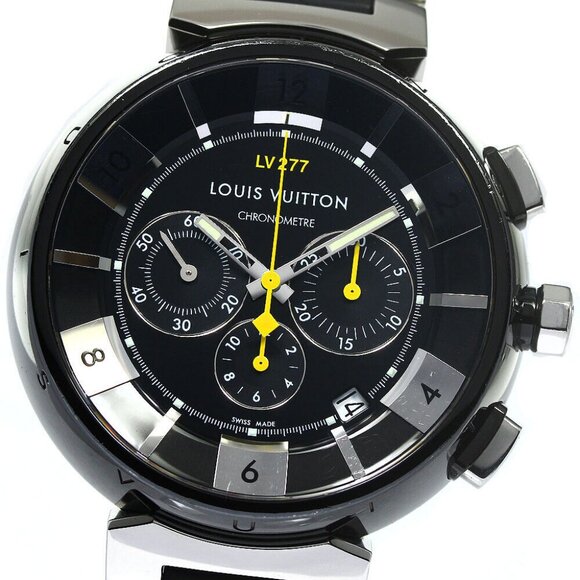 LOUIS VUITTON Tambour in Black Q114K Chronograph Automatic Men's Watch_759090 - Picture 1 of 6